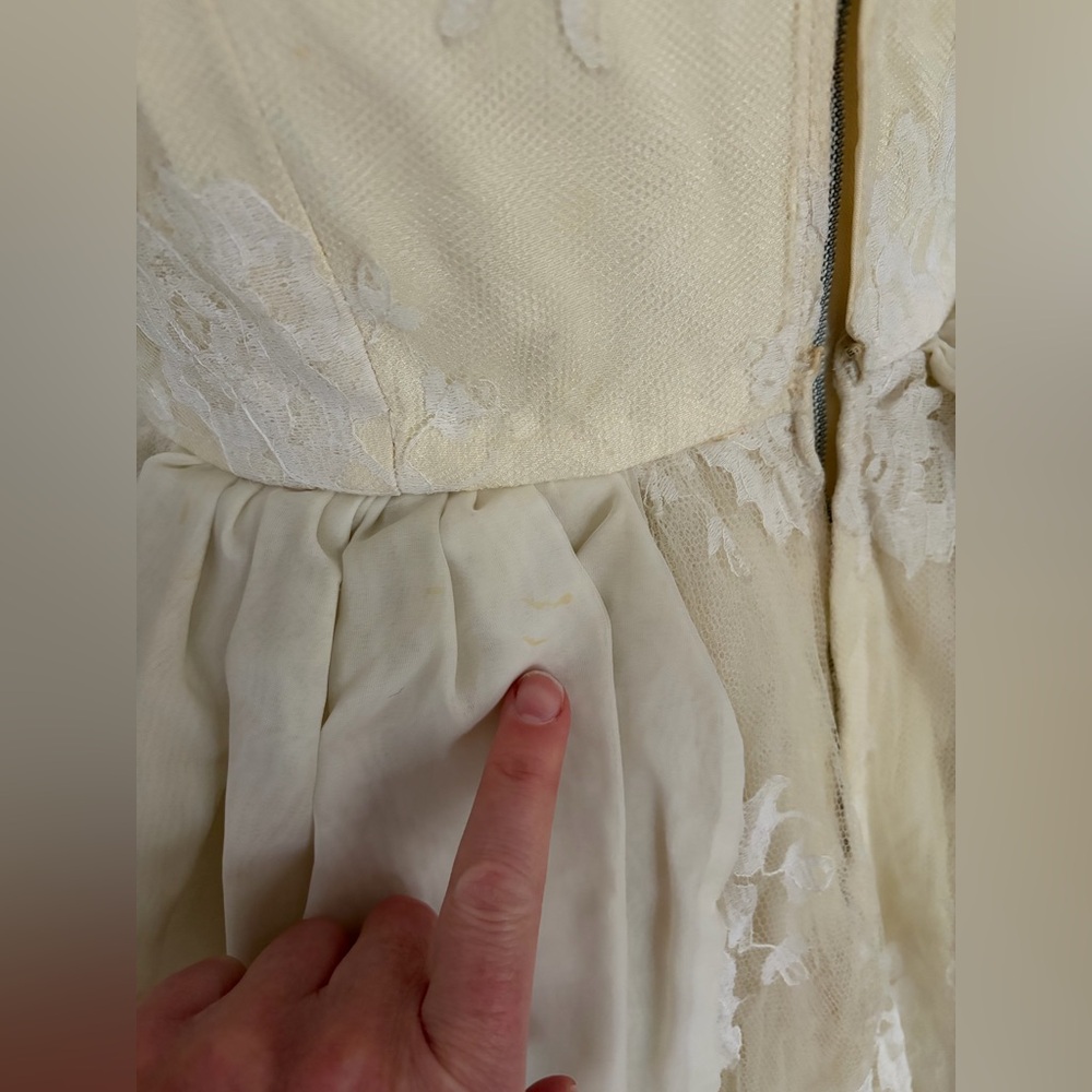 1950’s True Vintage ivory Handmade Wedding gown dress handmade lace - Picture 7 of 13